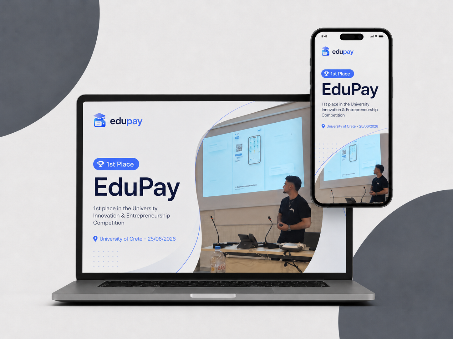 EduPay winning 1st place at the University of Crete Business Idea Pitch